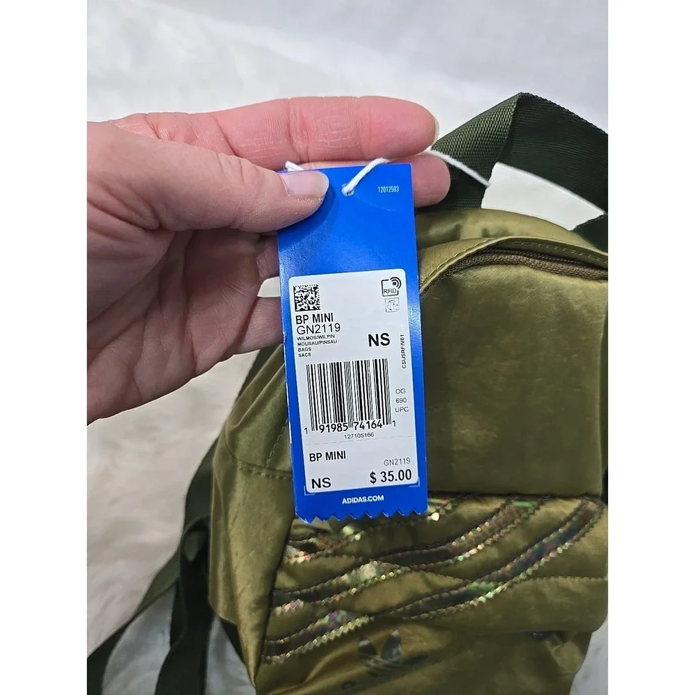 NWT Adidas Backpack Mini‎ Daypack  Green Bronze GN2119 NEW Oil slick $35 MSRP - Picture 3 of 8
